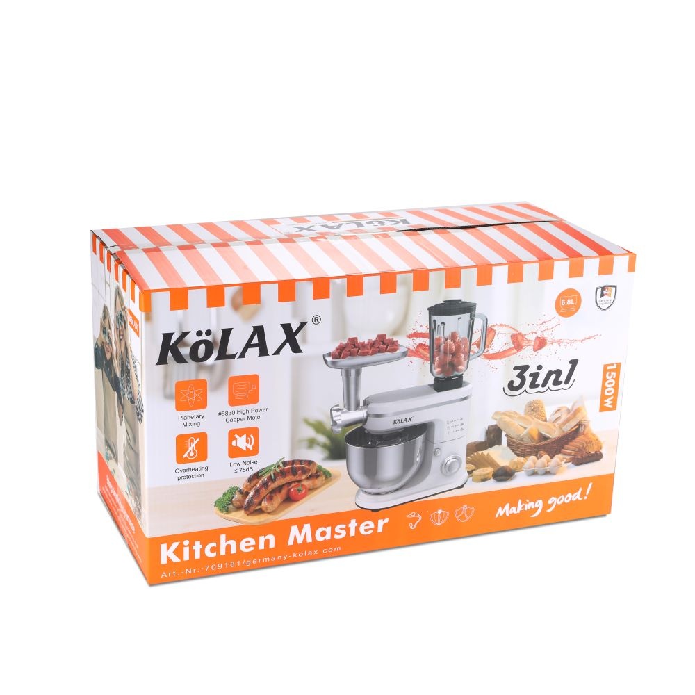 5-in-1 Multifunctional Stand Mixer,6.8L 1500W, 6-Speed Tilt-head