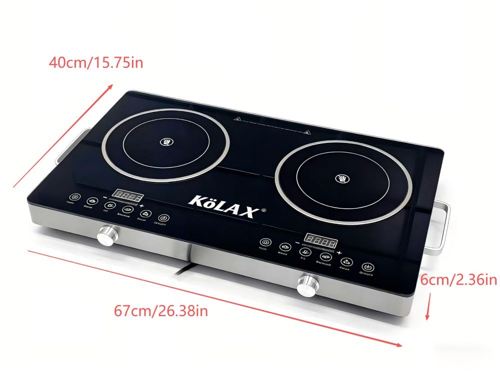 2200W+2200W Double Ceramic Electric Hot Plate Countertop Stove Double Burner Infrared Cooktop with 11 Power Levels 0-2H Timer Portable Handle LED Display for Kitchen Camping (Black)