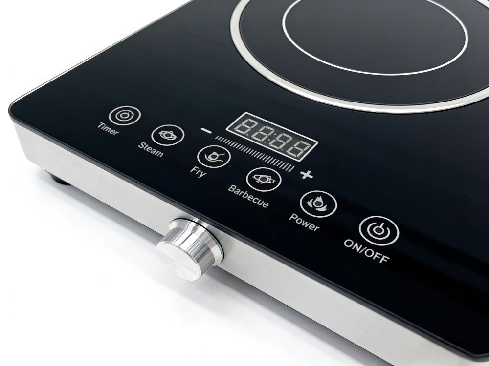 2200W+2200W Double Ceramic Electric Hot Plate Countertop Stove Double Burner Infrared Cooktop with 11 Power Levels 0-2H Timer Portable Handle LED Display for Kitchen Camping (Black)
