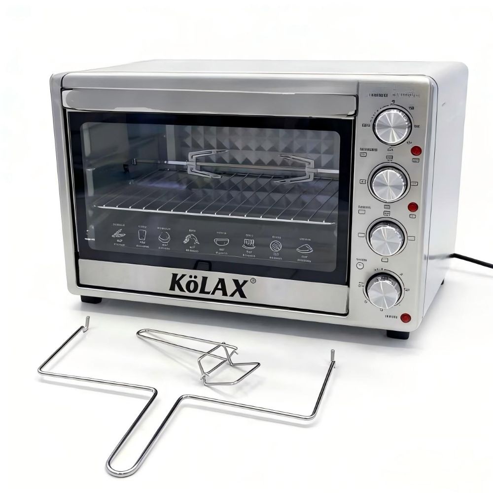 KOLAX Oven 55L, Convection Oven 4-Control Knobs, Bake Broil Toast Rotisserie Keep Warm, Includes Pizza Racks, Stainless Steel