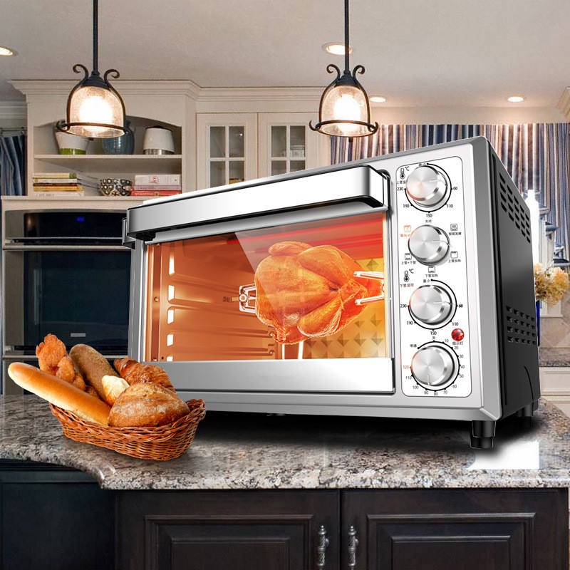 KOLAX Oven 55L, Convection Oven 4-Control Knobs, Bake Broil Toast Rotisserie Keep Warm, Includes Pizza Racks, Stainless Steel