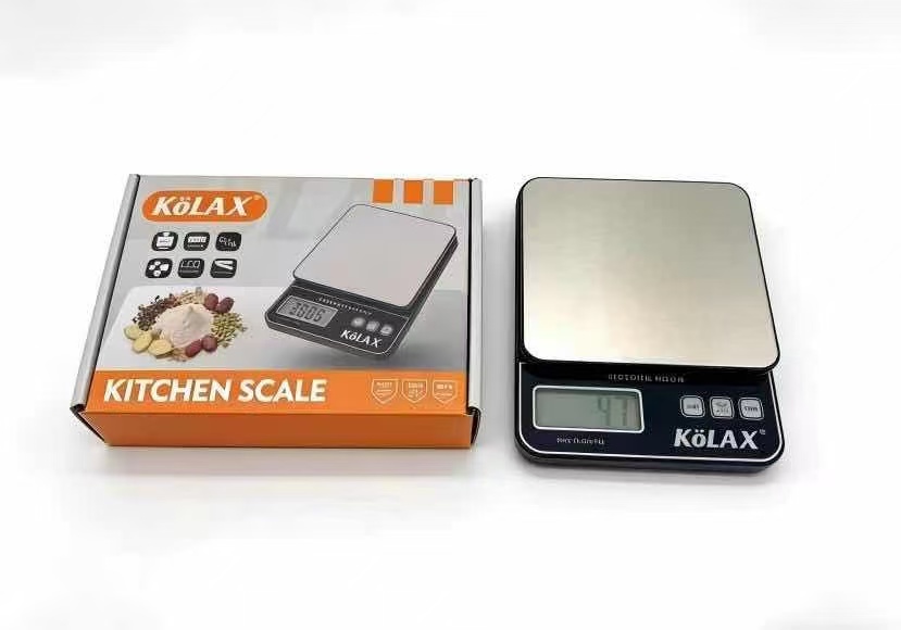 KOLAX Food Scale, Kitchen Scale with 1g Accuracy, 2 Units (g/oz), LCD, Stainless Steel Panel, Batteries Included
