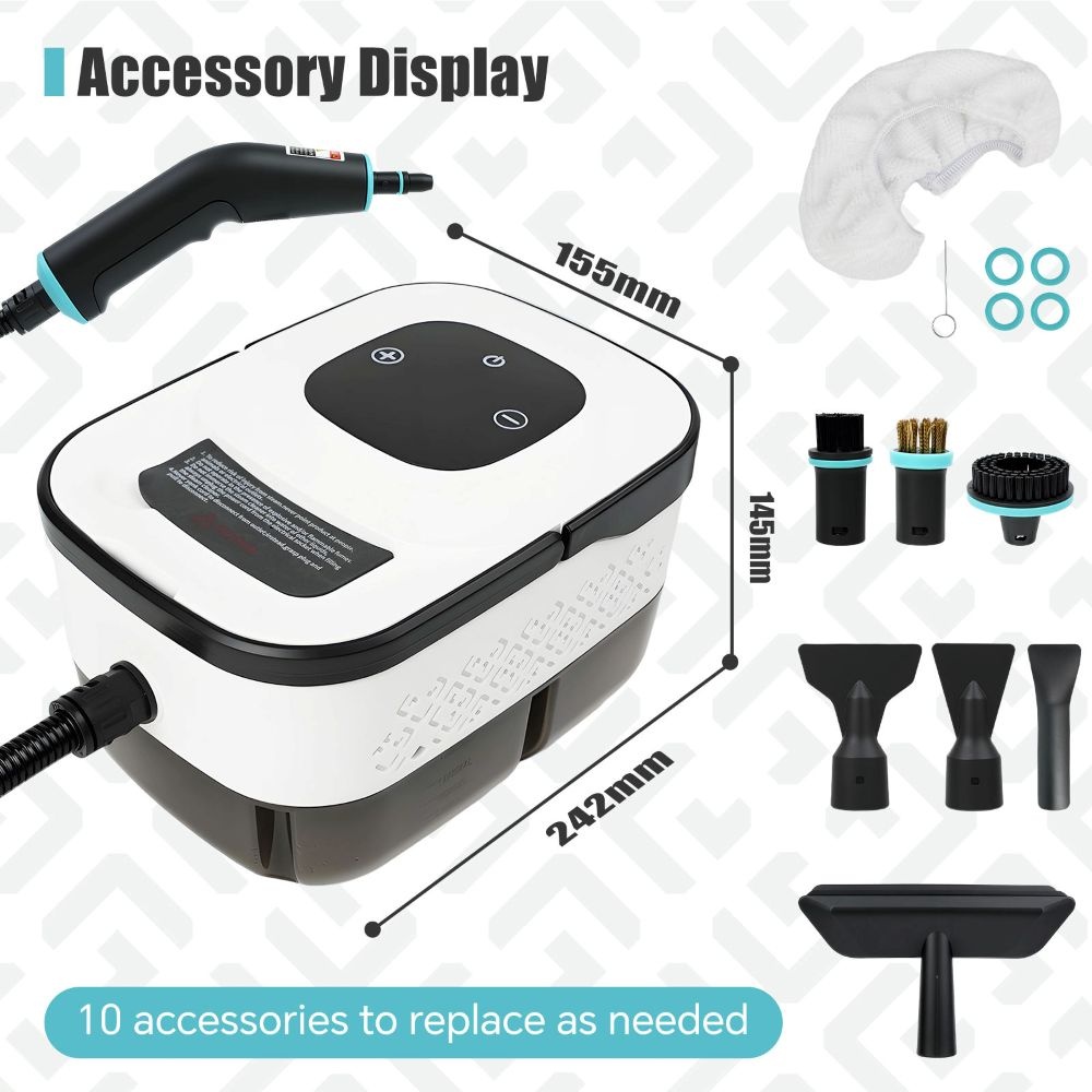 KOLAX Steam Cleaner, 6 Steam Levels, 1.2L & 11 Pieces Accessories, 1500W/4 Bar,High-Temperature Steam Cleaner for Home, Steamer for cleaning Car, Tile, Floor