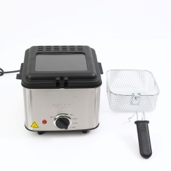 Kolax Deep Fryer, Restaurant-Style Basket, Easy-View Window & Adjustable Temp Control, Stainless - 2 Liter