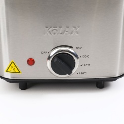Kolax Deep Fryer, Restaurant-Style Basket, Easy-View Window & Adjustable Temp Control, Stainless - 2 Liter
