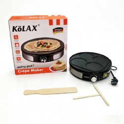 KOLAX 2 in 1 Crepemaker – Pancake Machine, Make 1 Large Crepe or 4 Mini Pancakes, Adjustable Temperature, 30cm Reversible Plate, 2000W