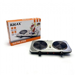 KOLAX Countertop Double Cast Iron Burn1000W+1000W Electric Hot Plate, Temperature Controls, Power Indicator Lights, Easy to Clean