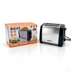 KOLAX Stainless Steel 2 Slice Toaster with Extra Wide Slots- 800w 6 Gear Firepower, With One Button Stop Function, Toast Bread, Bagel & Waffle