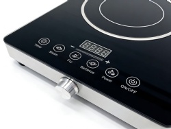 2200W+2200W Double Ceramic Electric Hot Plate Countertop Stove Double Burner Infrared Cooktop with 11 Power Levels 0-2H Timer Portable Handle LED Display for Kitchen Camping (Black)