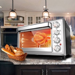 KOLAX Oven 55L, Convection Oven 4-Control Knobs, Bake Broil Toast Rotisserie Keep Warm, Includes Pizza Racks, Stainless Steel
