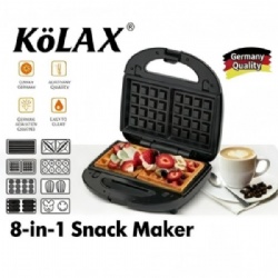 KOLAX 8-in-1 Snack Maker, 900W Electric Multi-Function Grill with 8 Interchangeable Non-Stick Plates,cool-touch housing, auto temperature control