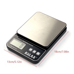 KOLAX Food Scale, Kitchen Scale with 1g Accuracy, 2 Units (g/oz), LCD, Stainless Steel Panel, Batteries Included