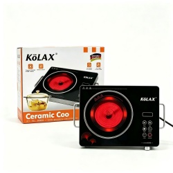 KOLAX 2200W Single Burner Electric Stove, Ceramic Glass, Adjustable Heating Power and Timer，Big Size